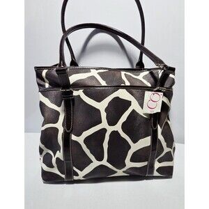 Nine & Co. Giraffe Print Tote Bag Faux Leather 16" X 12" Strap Drop 9" NEW